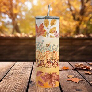 Thankful Grateful Blessed Fall Autumn Tumbler
